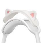 kwmobile Cat Ear Headphone Cover Compatible with Apple AirPods Max Headphones - Silicone Headband Covers - Cute Gaming Accessories - White/Dark Pink