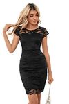 ODCOCD Women's Lace Dress/Cocktail Party Dress/Wedding Guest Bridesmaid Dresses/Homecoming Dress, Black, Medium