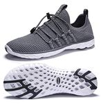 DLGJPA Men's Lightweight Quick Drying Aqua Water Shoes Athletic Sport Walking Shoes, 19009darkgray, 9.5