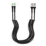 Coiled iPhone Lightning Cable 2 Pack, Apple Carplay & MFi Certified, Coiled USB to Lightning Cable with LED and Data Transmission, Retractable iPhone Charger Cord for Car