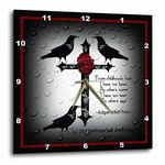 3dRose dpp_165355_3 A Black Gothic Cross with Designs and Ravens-Wall Clock, 15 by 15-Inch