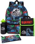 Jurassic World Backpack Set Kids 4 Piece School Lunch Box Water Bottle