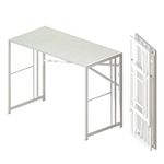 Lutown-Teen 103 cm Folding Desk, Writing Gaming Computer Camping Desk, No Assembly Required Home Office Table, White