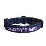 Lana Paws Daddy's Girl Adjustable Embroidered Denim Fabric Dog Collar Belt (S)