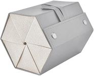 CHENKEE Sunglasses Storage Box, 6-Slot Travel Sunglasses Organizer PU Leather Eyeglasses Storage Case Foldable Glasses Hanging Display Box for Glasses Storage or Other Small Items (Silver)