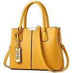 CHICAROUSAL Purses and Handbags for Women Leather Crossbody Bags Women's Tote Shoulder Bag, Mustard Yellow, Medium