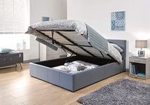 MODERNIQUE® Grey Faux Leather Storage Ottoman Gas Lift Up Bed Frame in Single, Small Double, Double, King & Super King size (5ft king)