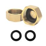 Durable Brass Blanking Caps - Pack of 2 for Plumbing Solutions,Hex Brass Female Blanking Stop Cap(3/4 inch),Blanking Nut Caps for Washing Machine Radiator Valve faucets Tap