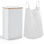 100L Large Laundry Hamper with Lid and Liner Bag, 27.6" Tall Laundry Basket with Handle, Waterproof and Collapsible Cloth Hamper for Bedroom and Bathroom, White