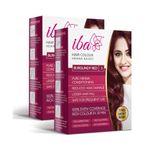 Iba Hair Colour for Women - Burgundy Red, 70g (Pack of 2) | 100% Pure Henna Based Powder Sachet | Natural Hair Colour & Long Lasting with Conditioning Formula | Reduced Hair Fall & Hair Damage | Shine & Nourish Hair | Free from Ammonia and Other Harmful chemicals | Herbal Hair powder for Hair Colour | Burgundy Red Henna