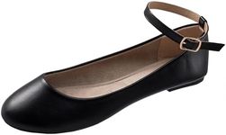 Alpine Swiss Calla Women's Ballet Flats Round Toe Ankle Strap Flat Shoes Casual Wear Lightweight Durable Ballerina Flats Order One Size Up BLK 8