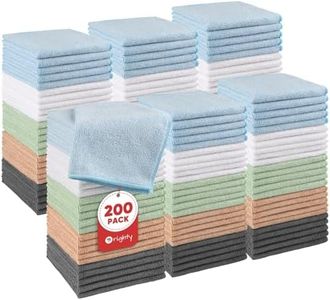 Orighty Wash Cloths Bulk Towels Set 200 Pack, Highly Absorbent and Soft Feel Microfiber Face Cloths, Multi-Purpose Washcloths & Hand Towels for Bathroom, Hotel, Spa, and Gym, 12x12 Inch, Multicolor