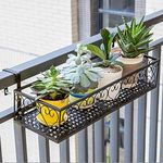 Neumark Iron Hanging Railing Plant Stand for Balcony Home and Office (white) (Black, Standard)