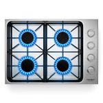 COSTWAY 30-inch Gas Cooktop, Stainless Steel Gas Stove Top with 4 Burners, ABS Knobs and Cast Iron Grates, NG/LP Convertible Gas Range Top with Sealed Burners for Kitchen, Easy to Clean, Silver