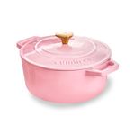 CUMIN CO. Cast Iron Dutch Oven 2.5L, 20 cm | Induction Base Cookware | 10 Years Warranty | Non Toxic Non Stick Biryani Pot with Lid | Heavy Bottom | Chemical Free Coating | Free Accessories | Pink (Rosé)
