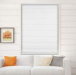 Arlo Blinds Thermal Room Darkening Fabric Roman Shades, Color: White, Size: 34.5" W X 60" H, Cordless Lift Window Blinds