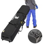 Kioqiear Rolling Ski Bag with Wheels for Air Travel,Padded Double Ski Bag to Hold 2 Pairs of Skis up to 175 or 190 cm. (BLK, 175cm)