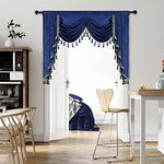 ELKCA Thick Chenille Window Curtains Valance for Living Room Waterfall Valance for Bedroom (Valance,Royal Blue, W59)