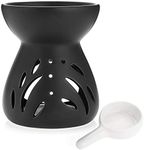 JUXYES Tealight Wax Warmer with Candle Spoon, Ceramic Candle Essential Oil Burner Tealight Fragrance Warmer Aromatherapy Diffuser for Home Bedroom Decor (Black)