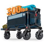 Timber Ridge 47" L Collapsible Wagon with Tailgate & Brake, 300lbs Heavy Duty Beach Wagon with All-Terrain Big Wheels, 250L Foldable Utility Cart for Sand Camping Sports Shopping, Blue