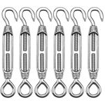 Pack Of 6 Turnbuckle Wire Tensioner M4 Stainless Steel Hook and Eye Tensioners Rope Cable Tension Set Adjustable Garden Wire Tensioner Kit Heavy Duty