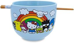 Toynk Sanrio Hello Kitty and Friends Rainbow Ceramic Ramen Bowl and Chopstick Set