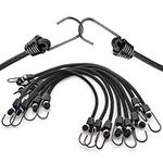 Elastic Bungee Cords, Black Bungee Straps, 10 Pcs 9.84 Inch Bungee Cords with Hooks for Bikes, Motorcycle, Hand Carts, Wire Racks, Tents