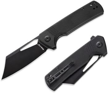 EMHTiii D2 Steel Pocket Folding Knife Cleaver - 3.54" Black Blade Liner Lock G10 Handle with Reversible Clip, Camping EDC Flipper Knives for Men & Women, Black