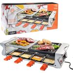 MasterChef Dual Cheese Raclette Table Grill w Non-stick Grilling Plate and Cooking Stone- Deluxe 8 Person Electric Tabletop Cooker- Melt Cheese and Grill Meat and Vegetables at Once