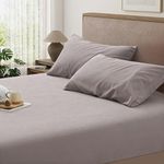 3 PCS Queen Sheet Set, 1200TC Breathable and Ultra Soft Queen Size Bed Sheets Set with Fitted Deep Pockets 40cm, 1 Bedding Fitted Sheets & 2 Pillowcases (Khaki, Queen)