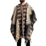 Gamboa Alpaca Wool Mexican Poncho with Hood for Men Hoodie Pancho Mens Western Hooded Serape