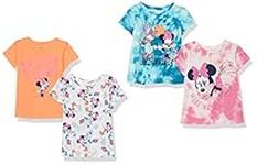 Amazon Essentials Disney | Marvel | Star Wars | Frozen | Princess Girls' Short-Sleeve T-Shirts (Previously Spotted Zebra), Pack of 4, Minnie/Beach, XX-Large