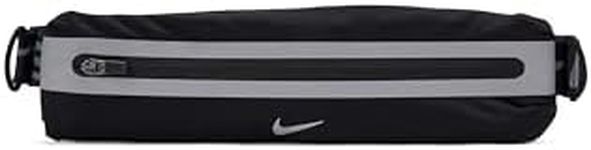 Nike Slim Waistpack 4.0 Running Belt, Waist Bag, Jogging Belt for Smartphone, Keys, Training, Fitness, Running Accessories, Black/Black/Silver, One Size