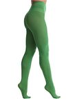 EVERSWE Women's 80 Den Soft Opaque Tights, Women's Tights, Clover Green, Small-Medium