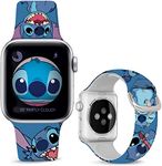 Leotop Compatible with Apple Watch Bands Stitch 41mm 40mm 38mm Cute Chic Cartoon Band Replacement Strap Soft Silicone Design Sports Bands for iWatch Series SE/SE2 8 7 6 5 4 3 2 1(41/40/38mm, Blue)