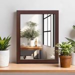 amazon basics Exquisite Wall Mirror | Versatile Usage for Entryways, Living Rooms, Bedrooms, Bathrooms | Durable & Clear Reflection | Peaked Trim (Walnut) | 41 cm X 51 cm