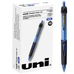 uni-ball POWER TANK Pen Ballpoint, Retractable Ball Point Pen Blue Barrel Bold-1.0mm, 12 Pack, Blue Ink (42071)