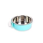 Andiker Pet Hanging Bowl 2-in-1 Removable Stainless Steel Food Hanging Bowl for Puppy/Cat, Pet Bowl Hanging Cage Large Water Food Feeder for Dogs Cats (Small, Blue)