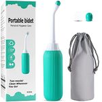 DOCAT Handheld Portable Bidet Spray Bottle for Toilet Retractable Bidet Angled Nozzle Jet Spray for Personal Hygiene Care with 2 Nozzles and Travel Pouch Bag (Green,500ML)