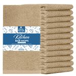 Dan River 100% Cotton Bar Mop Cleaning Kitchen Towels Highly Absorbent, Quick Dry, Reusable Multi-Purpose Premium Rags for Home, Restaurants, Shop and Offices, Pack of 12-16x19 in 350 GSM Tan