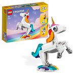 LEGO 31140 Creator 3 in 1 Magical Unicorn Toy to Seahorse to Peacock, Rainbow Animal Figures, Unicorn Gift for Girls and Boys, Buildable Toys