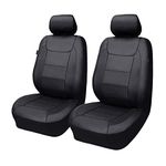 Flying Banner Carbon Fibre Leather Car Seat Covers Front Pair Airbag Compatible Protector Universal for Most Car Truck Vans SUVs (Black)