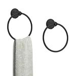 Towel Ring for Bathroom Wall, Matte Black Bathroom Hand Towel Ring, Rustproof Bath Towel Ring, Round Towel Holder 2 Pack