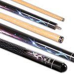 PowerGlide Snooker Pool or Billiard Cue | Burner | Ramin Wood Butt and Poplar Shaft with Lightning Decal Design | Rubber Grip Wrap | Assorted Weights 18oz or 19oz | Full Size 57" | 10mm Tip