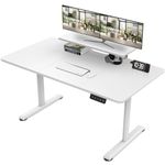 TRIUMPHKEY Height Adjustable Standing Desk 140x60cm with Monitor Shelves Large Height Adjustable Electric Standing Desk Storage Shelf Height Adjustable Desk Home Office Splice Board White