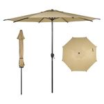 Abba Patio 7.5FT Lyon Outdoor Patio Umbrella Outdoor Table Umbrella with Push Button Tilt and Crank Market Umbrella 6 Sturdy Ribs UV Protection Waterproof for Garden Deck Backyard Pool Tan