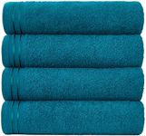 GC GAVENO CAVAILIA Large Towels Bath Sheet - Highly Absorbent Egyptian Cotton Towel Set - 4 Pack Extra Soft Large Bath Towel Teal - Quick Dry Bath Sheets - 450 GSM Washable Towels, 75X135 Cm