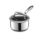 HexClad 1 Quart Hybrid Nonstick Saucepan and Lid, Dishwasher and Oven Friendly, Compatible with All Cooktops