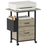 GYIIYUO 2 Fabric Drawer File Cabinet with 24'' Extended Tabletop, Mobile Filing Cabinet, Rolling Vertical File Cabinet with Storage Bag, Fits A4 Size, Home Office, Oak Grey