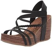 Blowfish Malibu Women's Heidi Wedge Sandal, Black Dyecut, 7